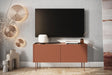 Szafka RTV Desin na metalowych nogach 120 cm - czerwony / ceramic red / dąb nagano