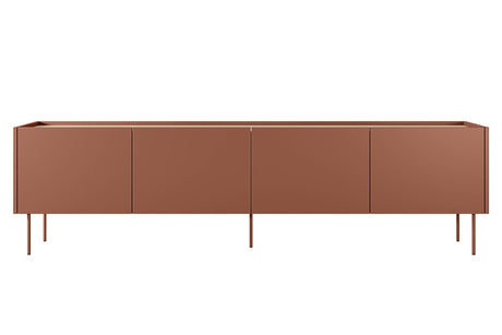 Szafka RTV Desin z 2 ukrytymi szufladami 220 cm - czerwony / ceramic red / dąb nagano
