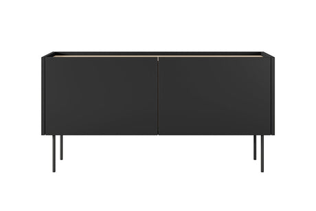 Szafka RTV Desin z ukrytą szufladą i metalowymi nogami 120 cm - czarny mat / dąb nagano