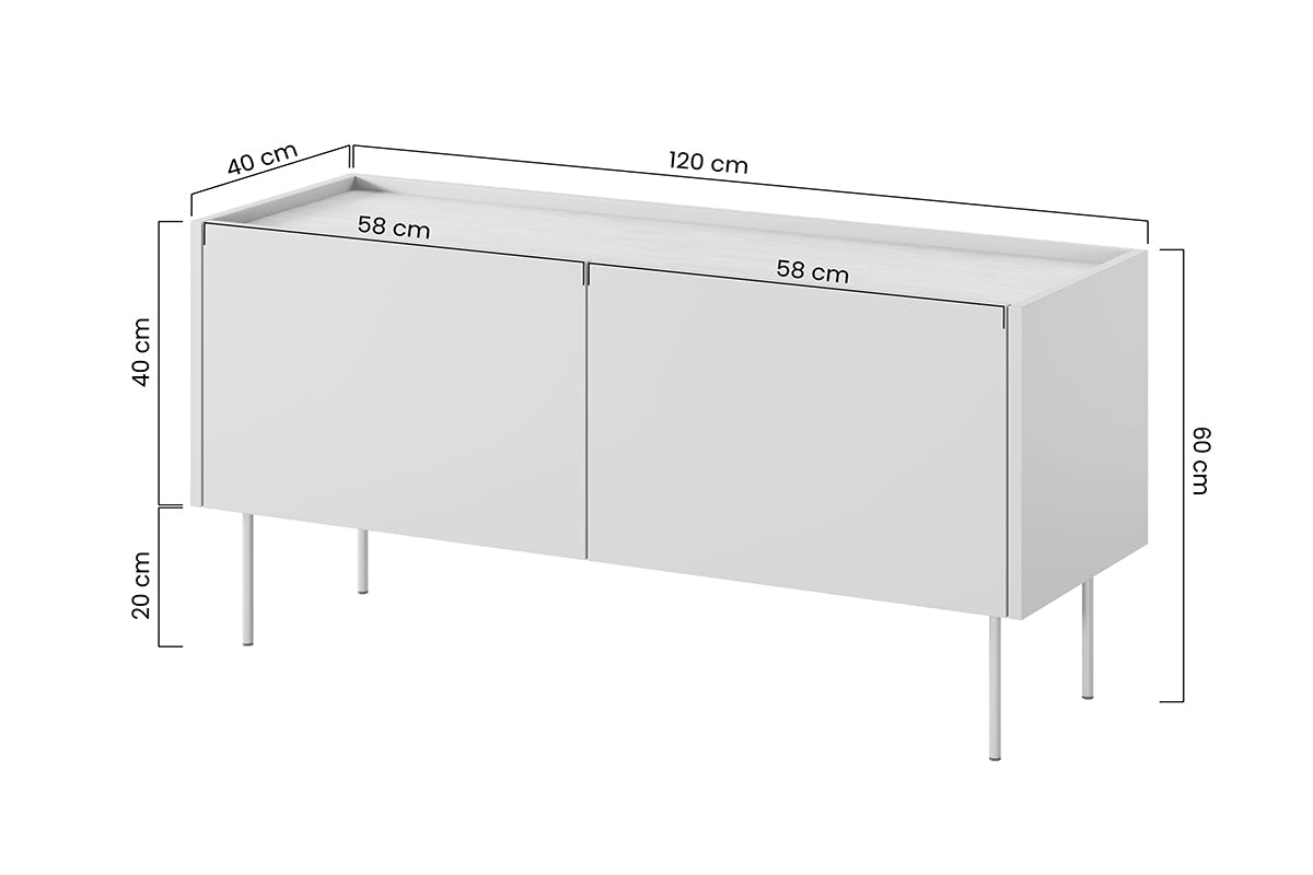 Szafka RTV Desin z ukrytą szufladą i metalowymi nogami 120 cm - oliwka / dąb nagano
