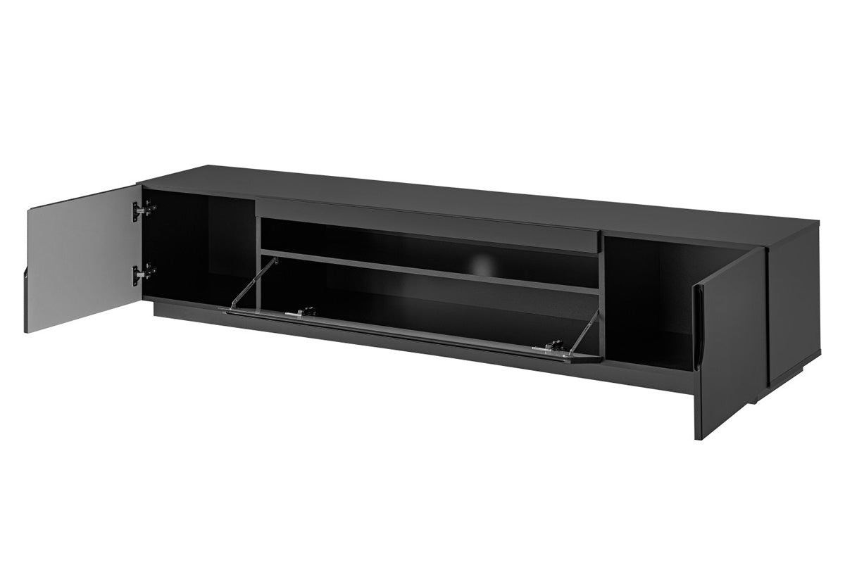 Szafka RTV Loftia dwudrzwiowa z wnęką 200 cm - czarny / czarny mat