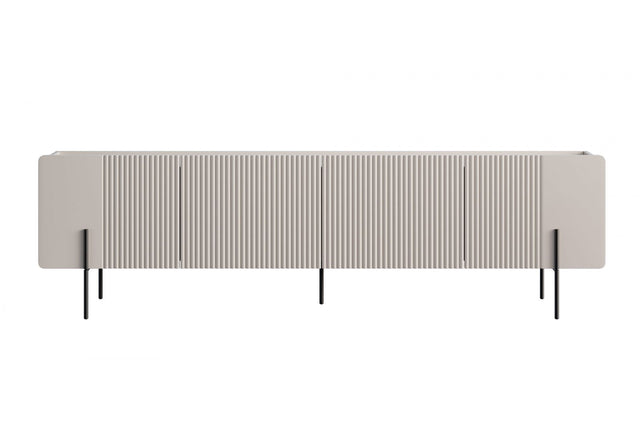 Szafka RTV Malmi 200 cm - kaszmir / crema bianca / czarne nóżki