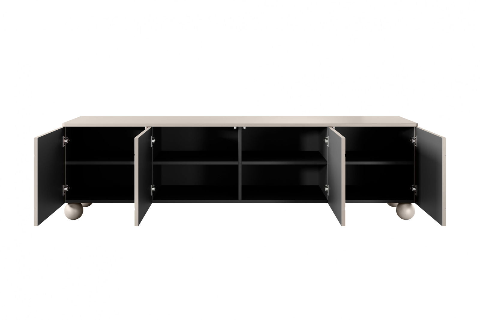 Szafka RTV Sonatia II 200 cm czterodrzwiowa na nogach kulach - kaszmir