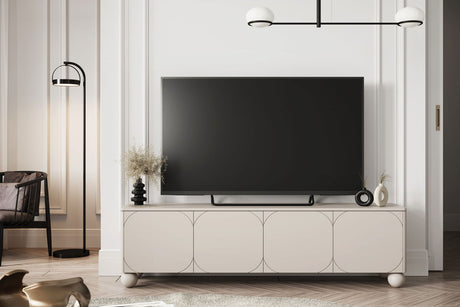 Szafka RTV Sonatia II 200 cm czterodrzwiowa z ukrytą szufladą - kaszmir