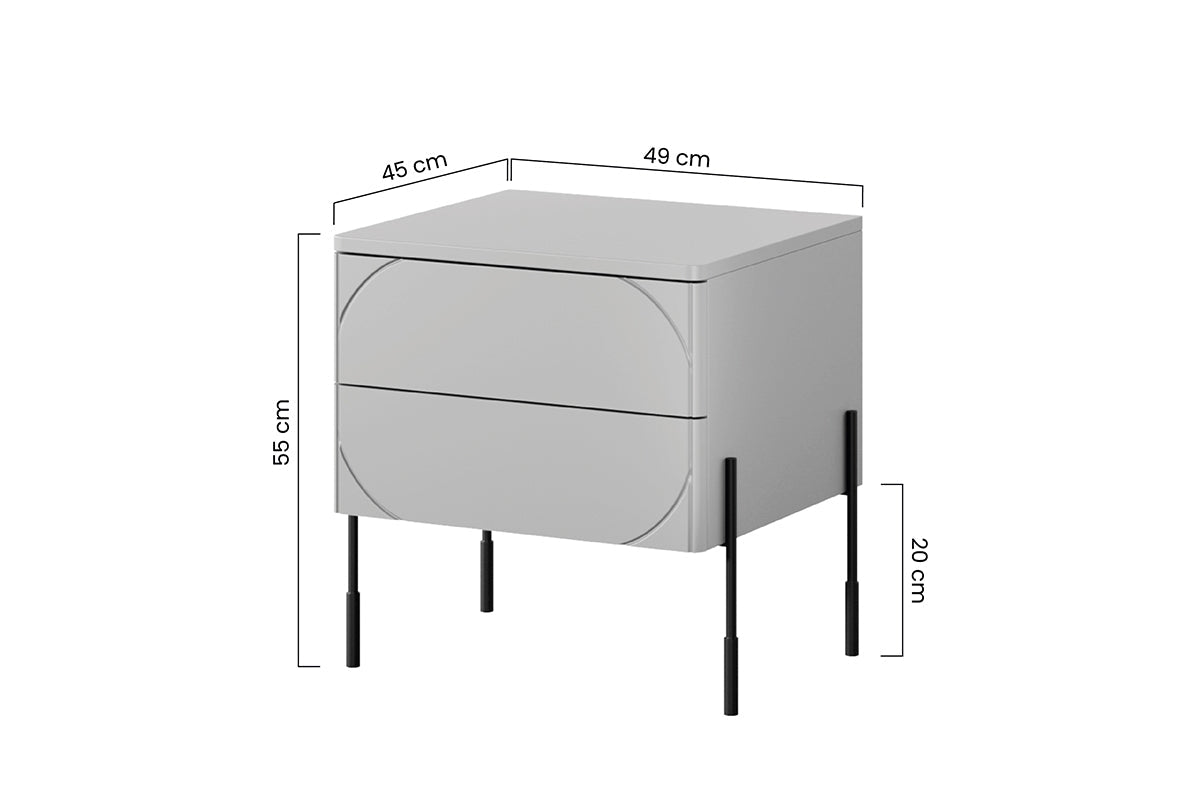 Szafka nocna z dwoma szufladami Sonatia na metalowych nogach 45 cm - burgund