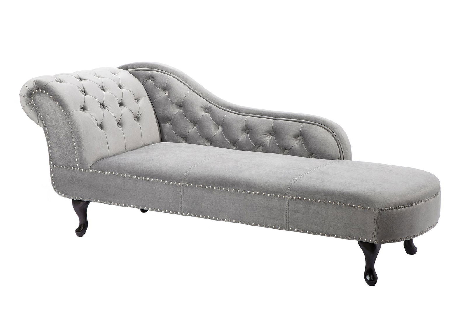 Szezlong Chesterfield srebrny aksamit / 38389  / INVICTA INTERIOR