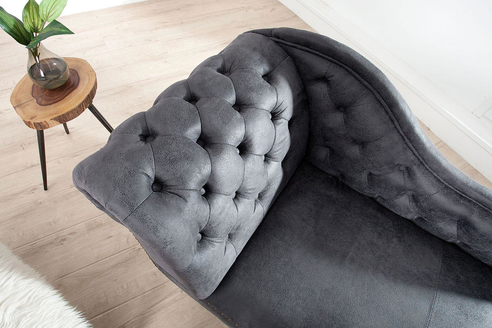 Szezlong Chesterfield szary antyk / 37475  / INVICTA INTERIOR