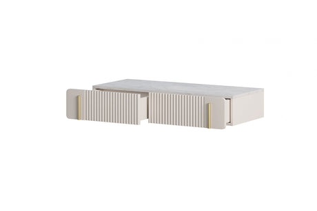 Toaletka Malmi 100 cm wisząca z szufladami - kaszmir / crema bianca / złoty