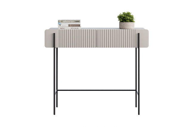 Toaletka Malmi 100 cm z szufladami - kaszmir / crema bianca / czarne nóżki