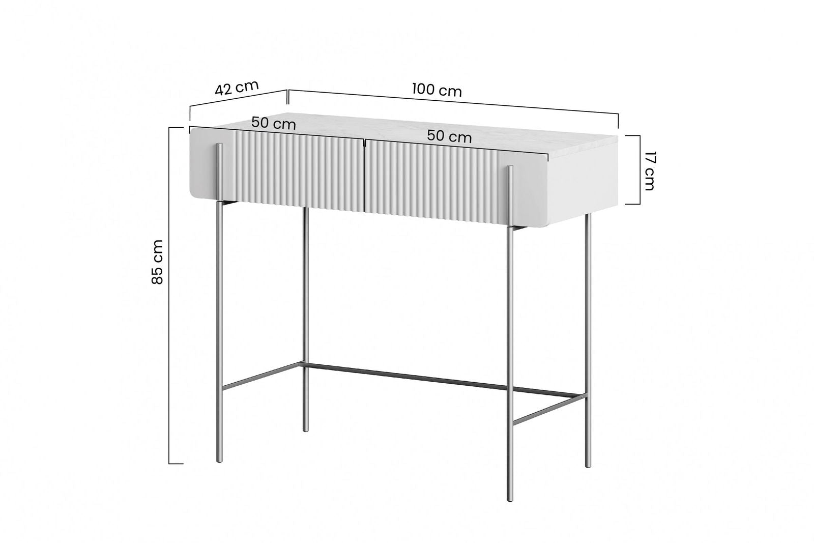 Toaletka Malmi 100 cm z szufladami - kaszmir / crema bianca / czarne nóżki