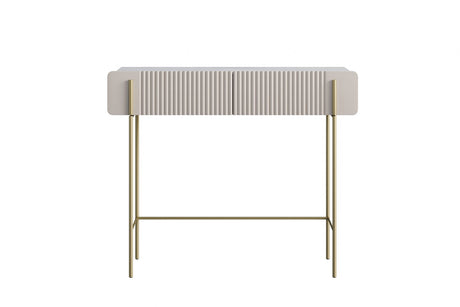 Toaletka Malmi 100 cm z szufladami - kaszmir / crema bianca / złote nóżki