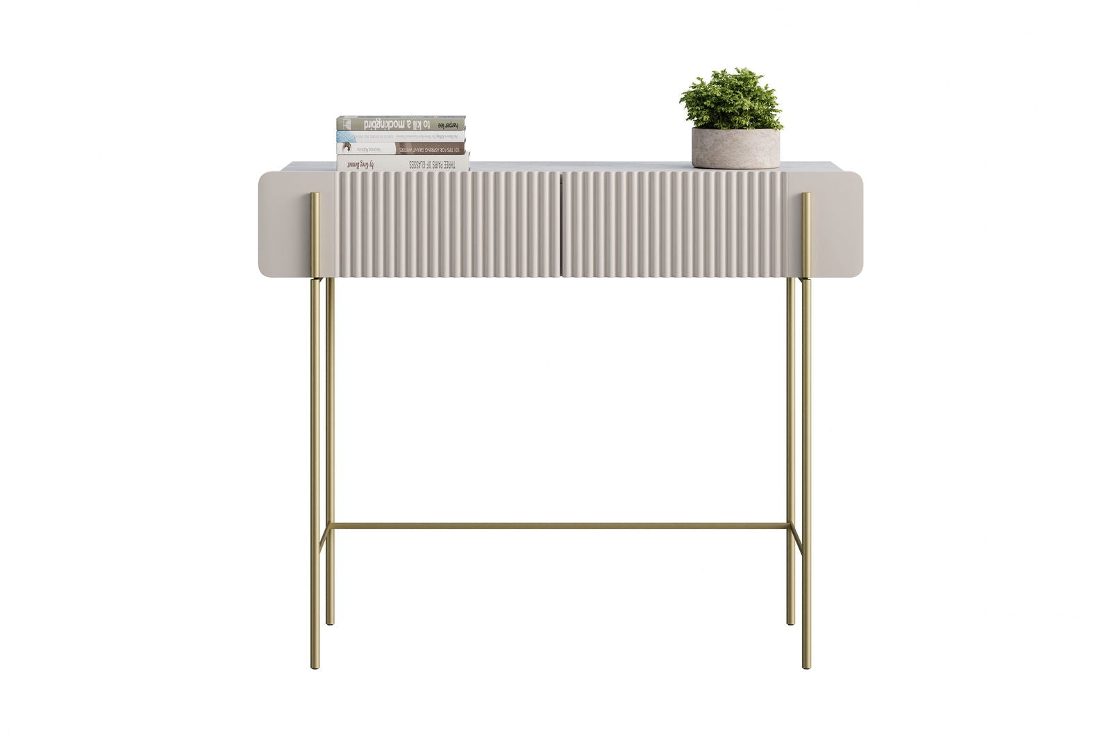 Toaletka Malmi 100 cm z szufladami - kaszmir / crema bianca / złote nóżki