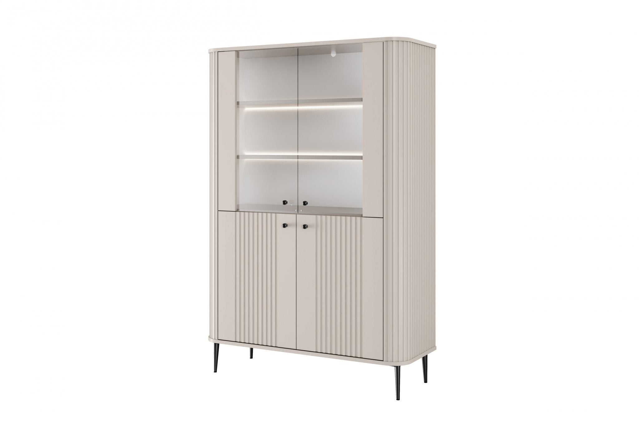 Witryna Vesper do salonu 103 cm kaszmir / czarne nogi, uchwyty