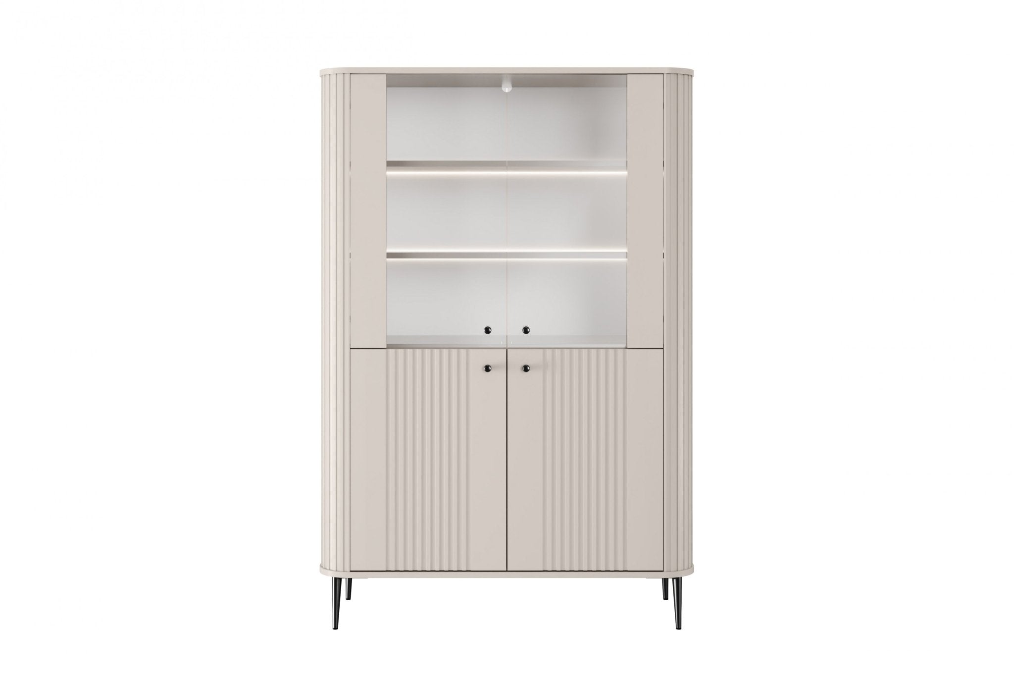 Witryna Vesper do salonu 103 cm kaszmir / czarne nogi, uchwyty