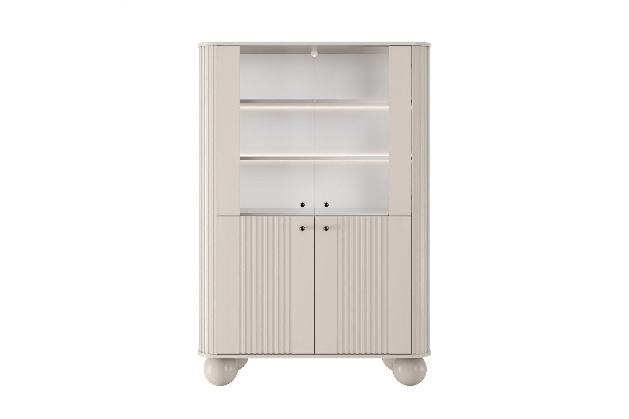 Witryna Vesper do salonu 103 cm kaszmir / czarne uchwyty / nogi kule