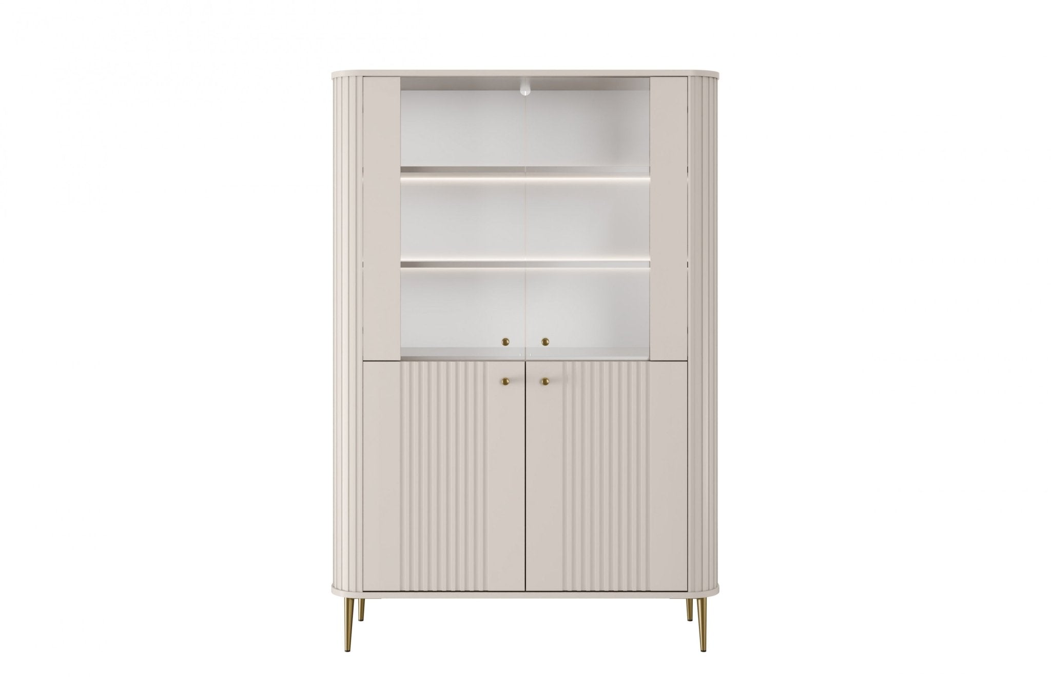 Witryna Vesper do salonu 103 cm kaszmir / złote nogi, uchwyty