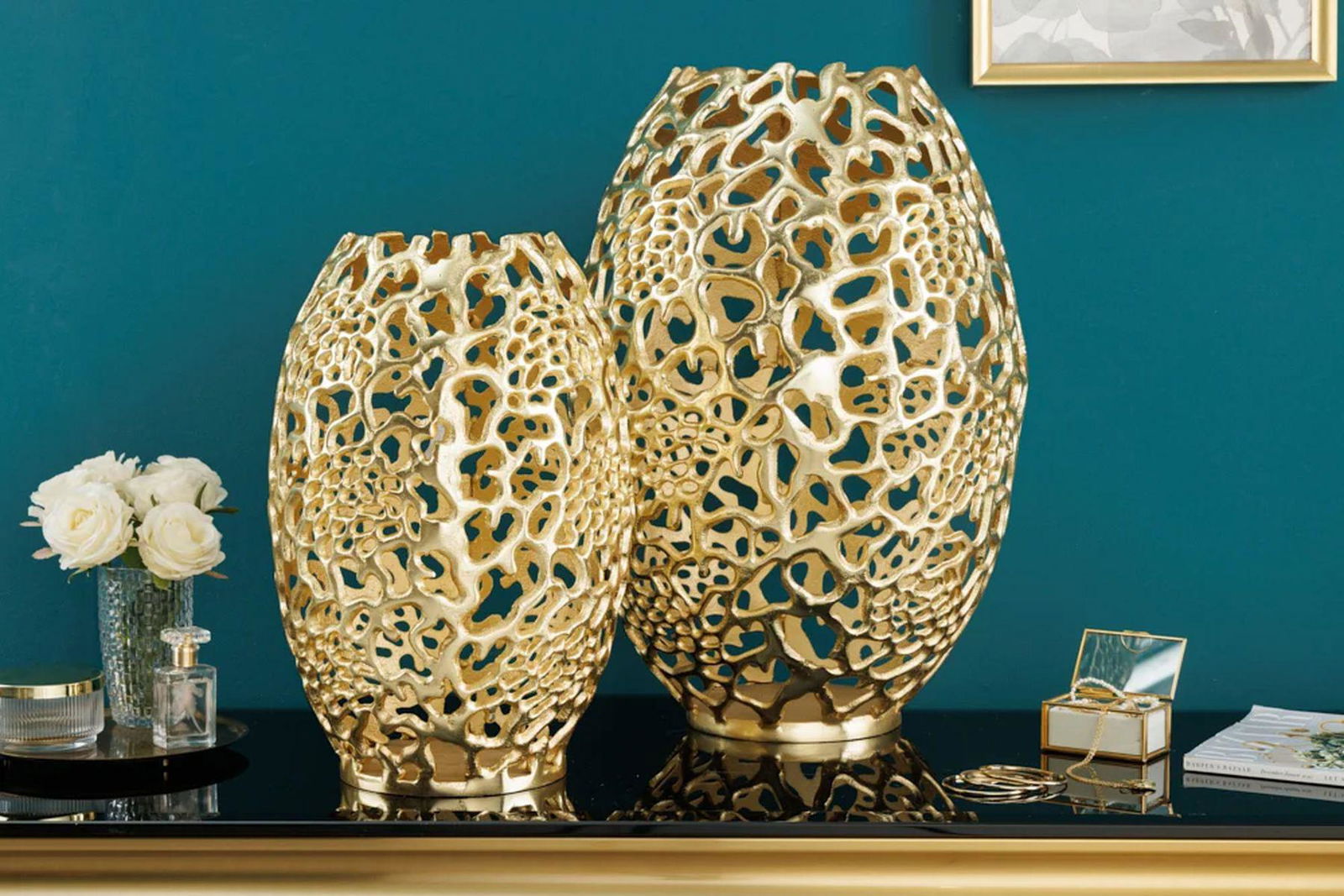 WAZON LEAF ZŁOTY 50 CM / 43218 / INVICTA INTERIOR