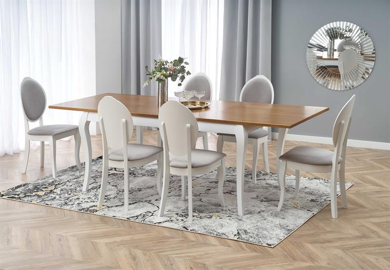 WINDSOR stół rozkładany 160 (240) cm kolor ciemny dąb+biały / HAL