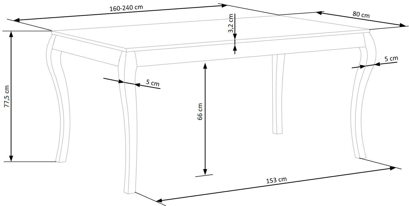 WINDSOR stół rozkładany 160 (240) cm kolor ciemny dąb+biały / HAL