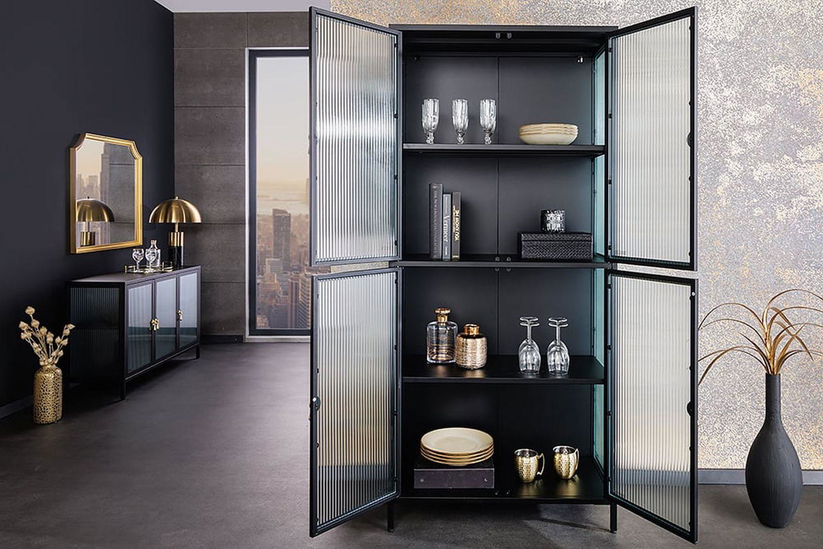WITRYNA AMSTERDAM CZARNA 180 CM / 43532 / INVICTA INTERIOR