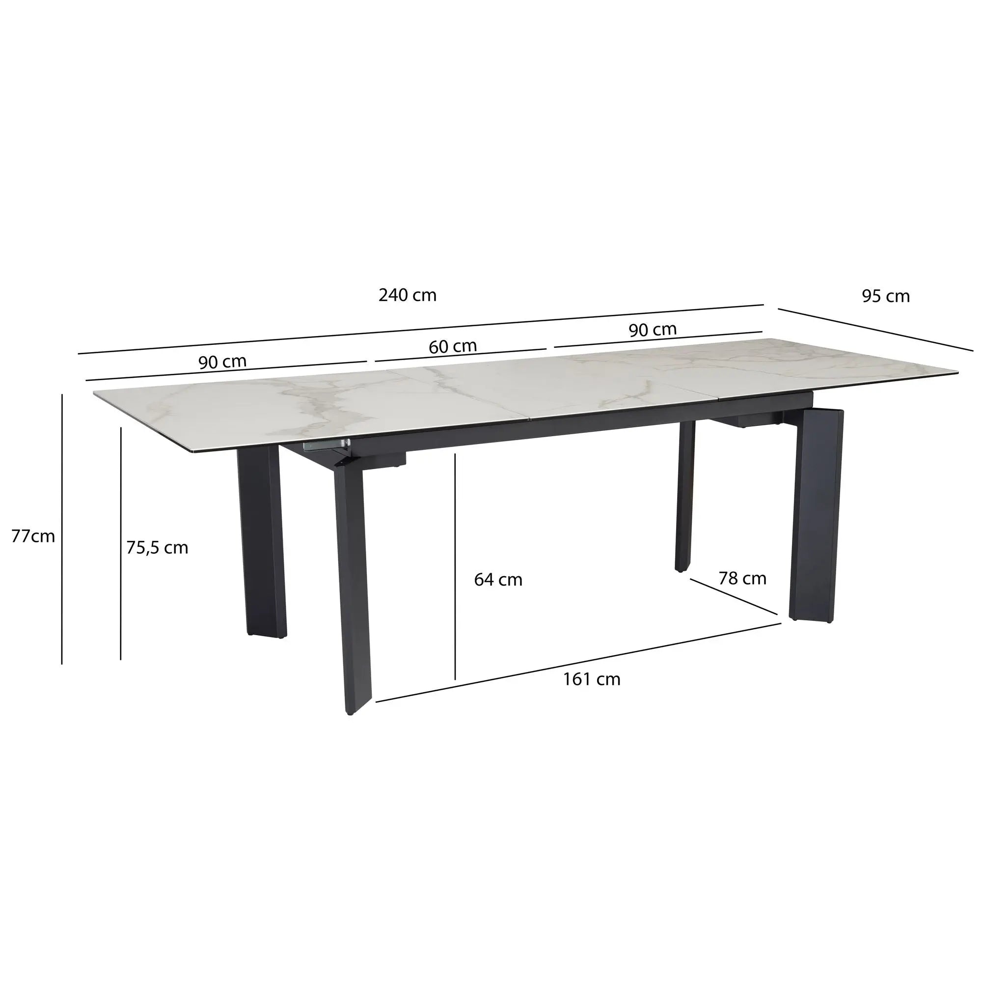 Wohnling Stół ceramiczny rozkładany biały 180cm Wohnling / WL7.151 Invicta Interior