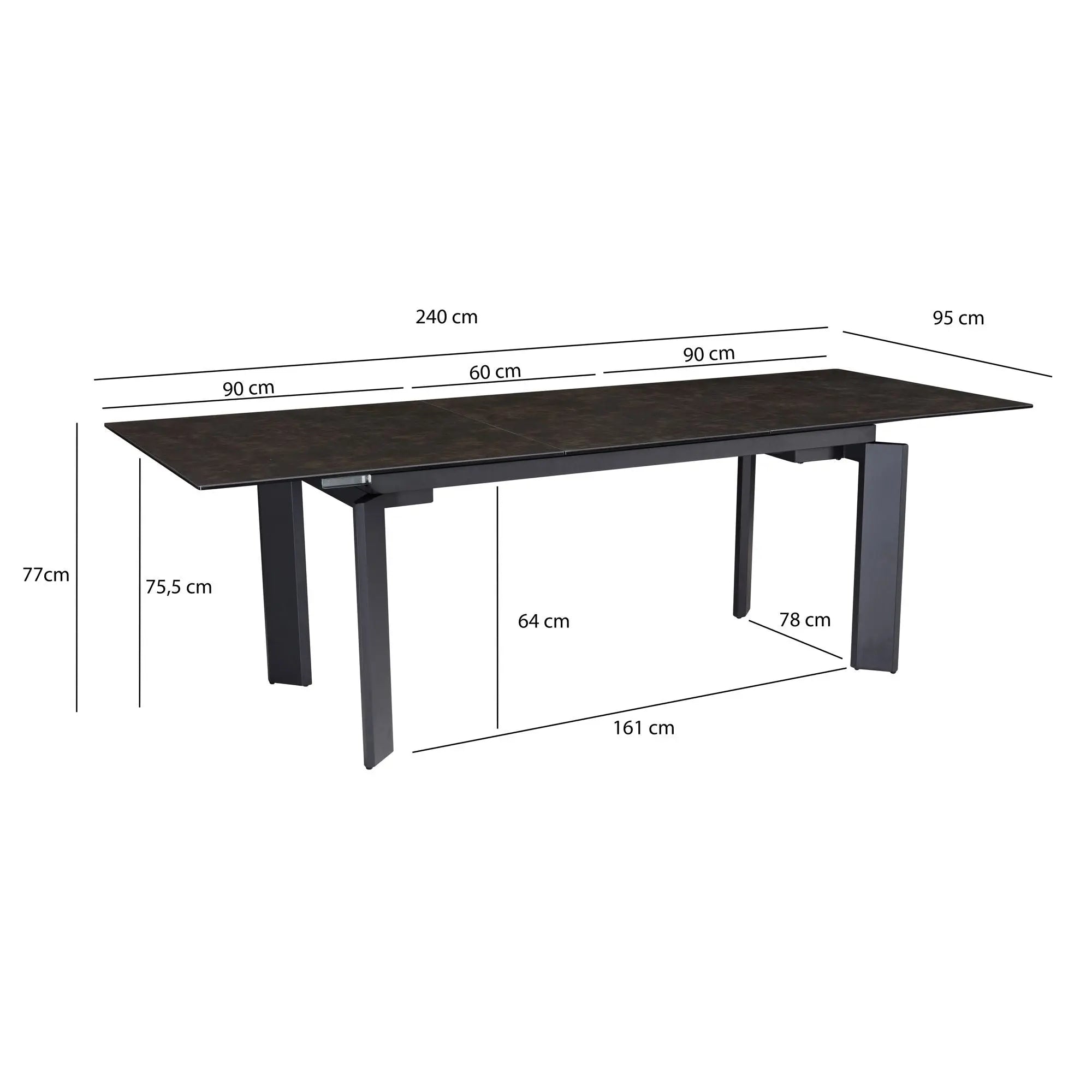 Wohnling Stół ceramiczny rozkładany czarny 180cm Wohnling / WL7.152 Invicta Interior