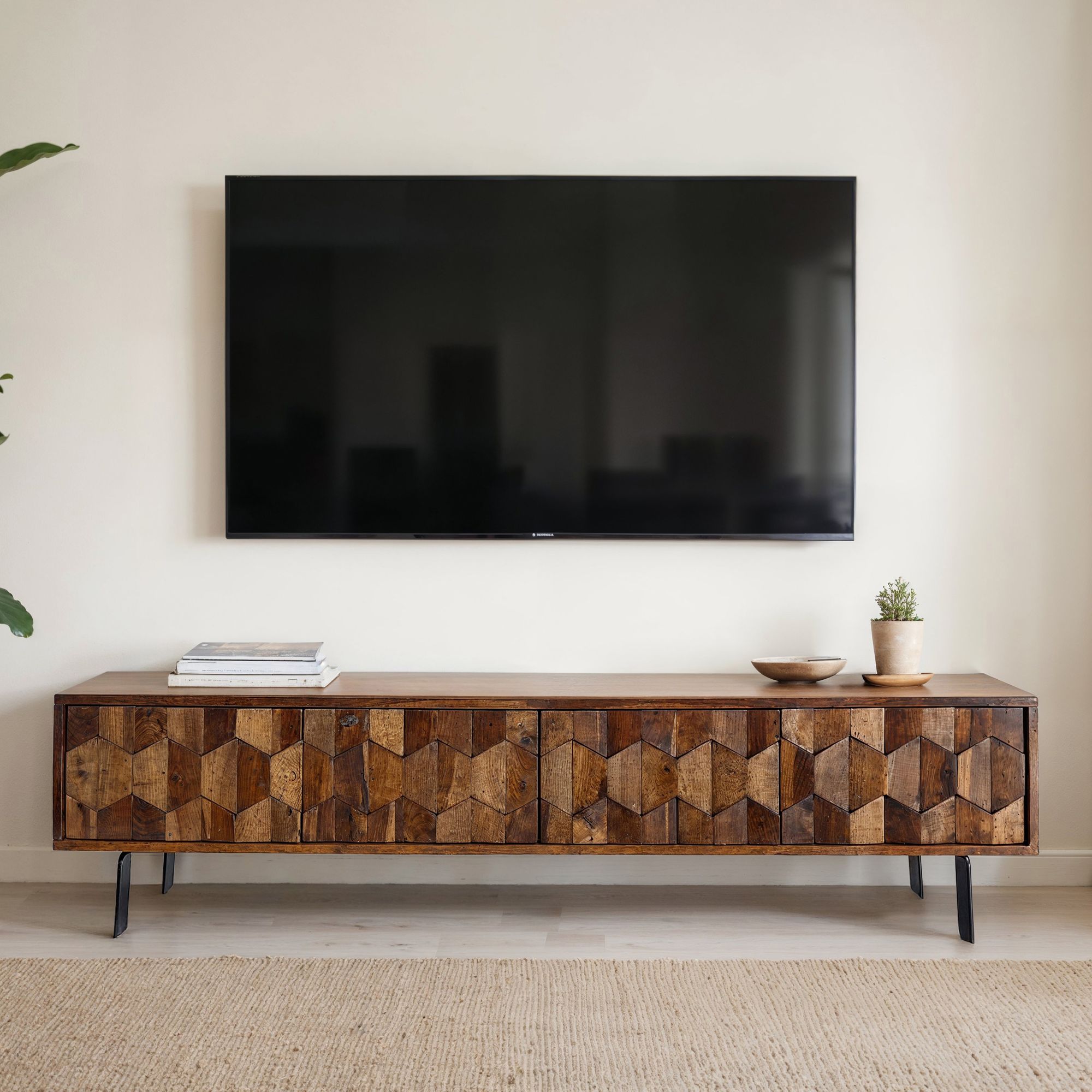 SZAFKA RTV WOHNLING / MYSTIC LIVING 160 CM DREWNO SHEEESHAM / WL7.030