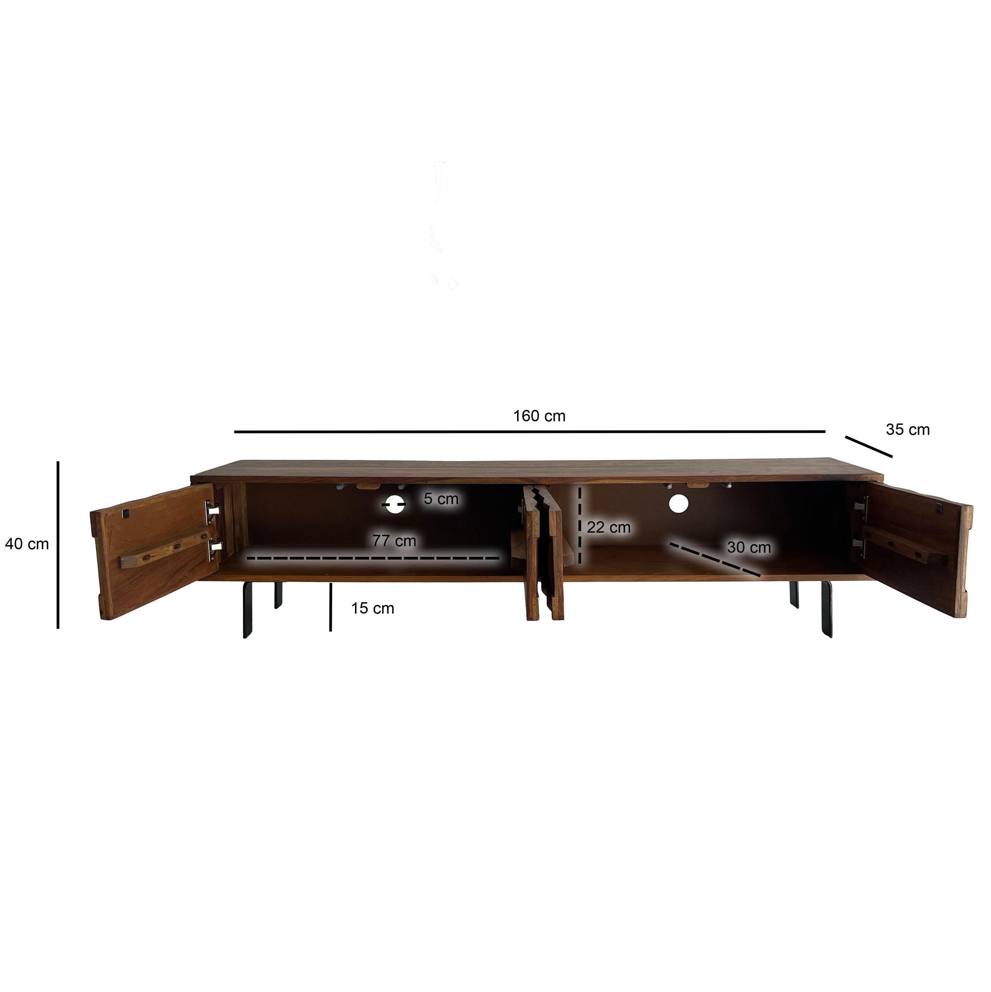 SZAFKA RTV WOHNLING / MYSTIC LIVING 160 CM DREWNO SHEEESHAM / WL7.030