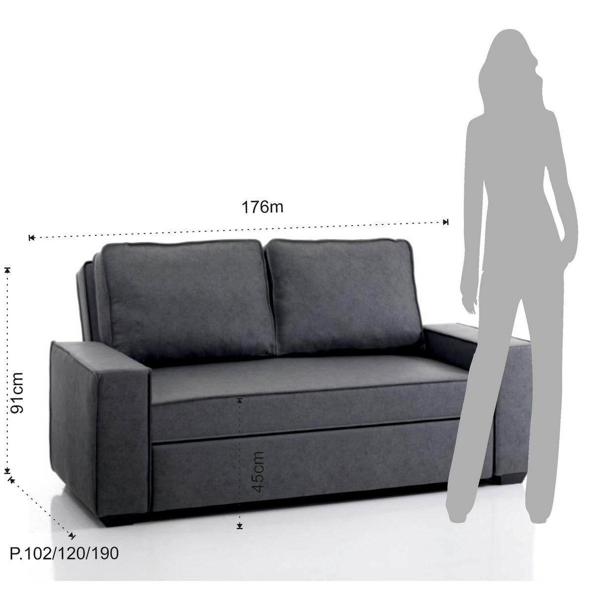 WŁOSKA SOFA LETTO SZARA ROZKŁADANA / 4114 / INVICTA INTERIOR