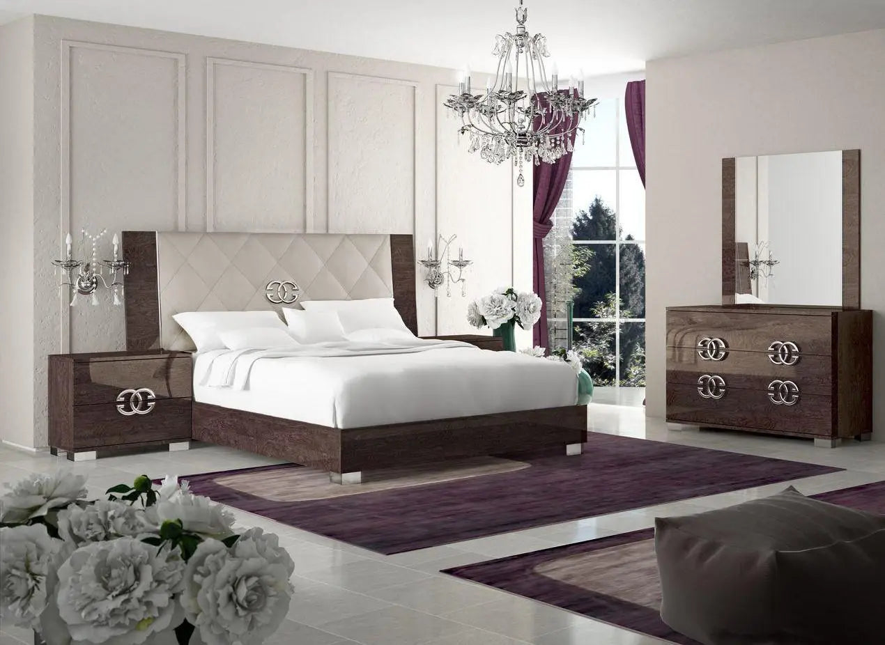 WŁOSKIE ŁÓŻKO PRESTIGE UMBER BIRCH ZAGŁOWIE TAPICEROWANE 160 / STATUS ITALY