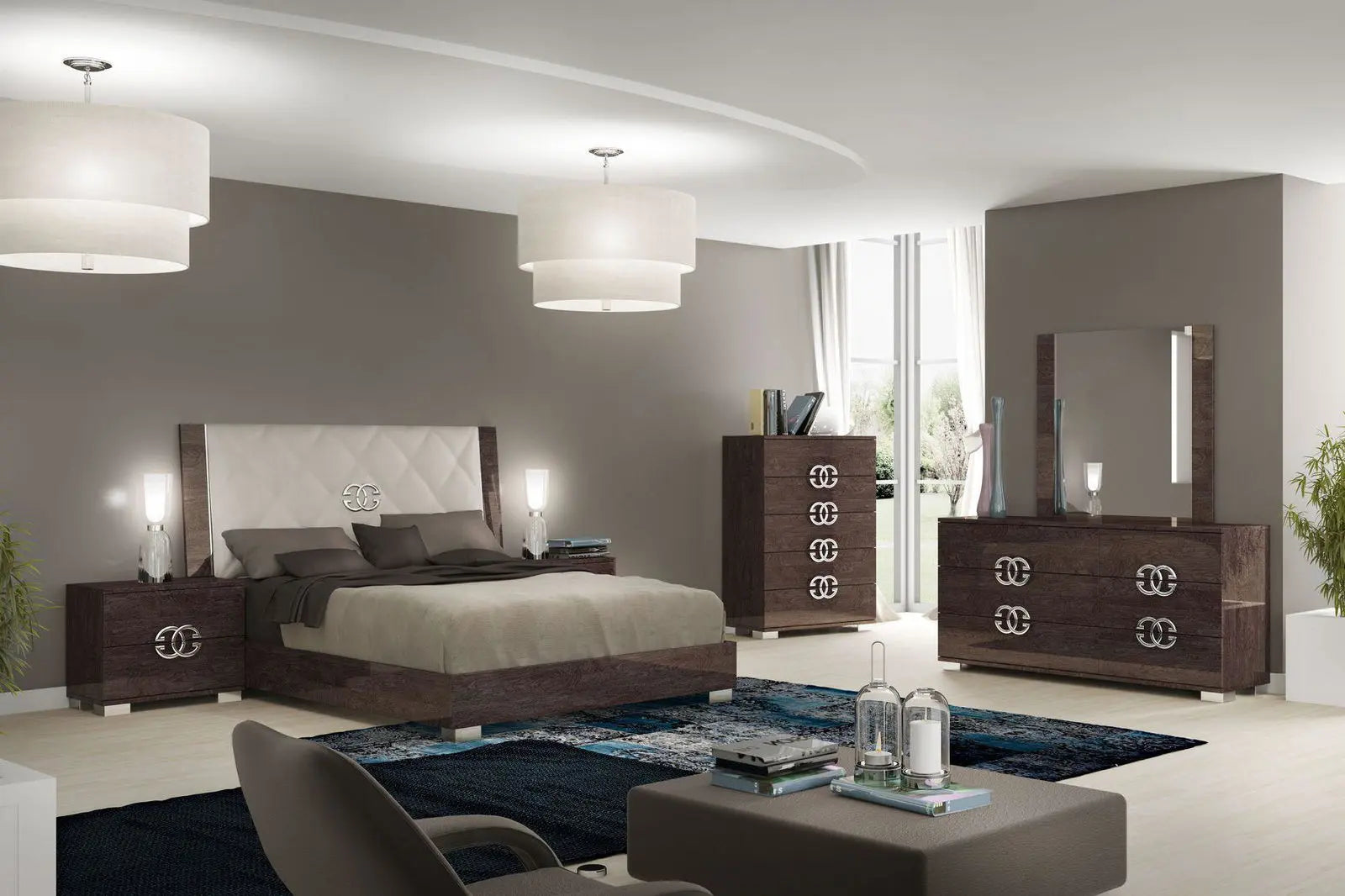 WŁOSKIE ŁÓŻKO PRESTIGE UMBER BIRCH ZAGŁOWIE TAPICEROWANE 160 / STATUS ITALY
