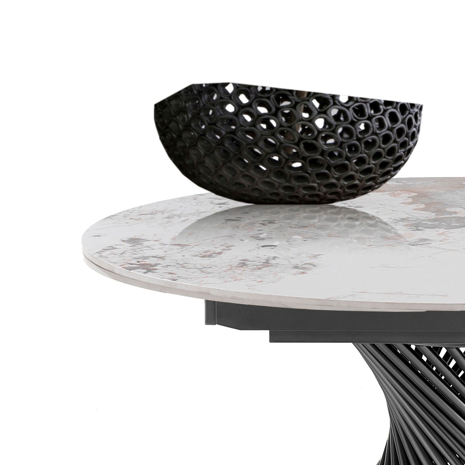 WŁOSKI NOWOCZESNY STÓŁ ROZKŁADANY Z CERAMICZNYM BLATEM CZARNA  PODSTAWA 120 (180) / 5804 / TM