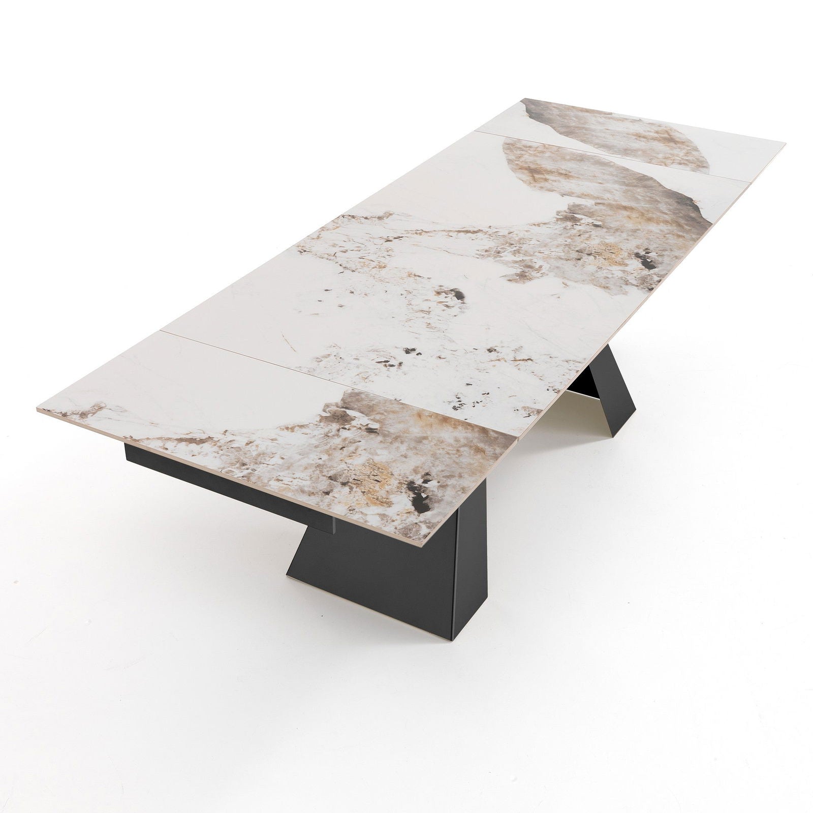 WŁOSKI NOWOCZESNY STÓŁ ROZKŁADANY Z CERAMICZNYM BLATEM CZARNA PODSTAWA 160 (200-240)/ 5806 / TM
