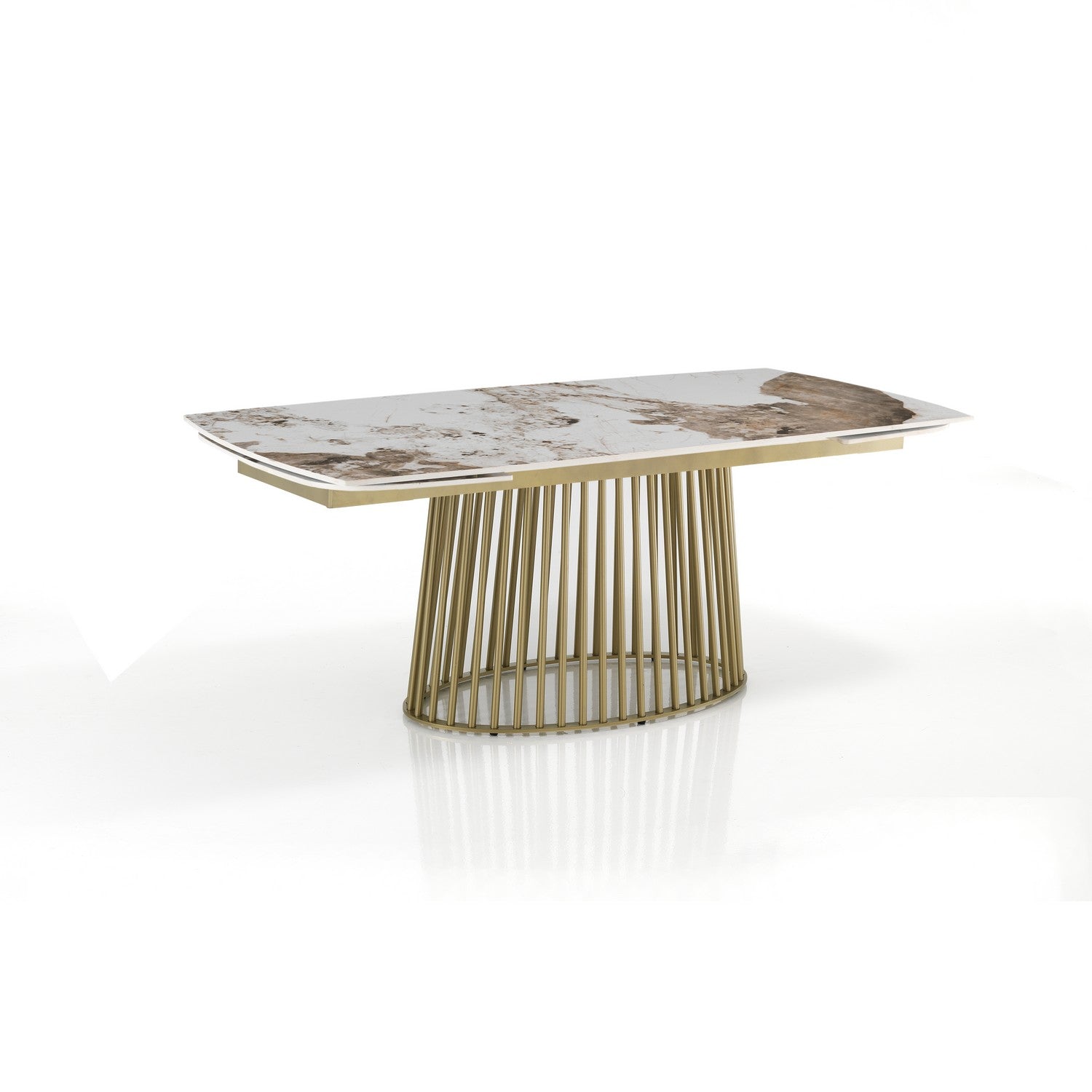 WŁOSKI NOWOCZESNY STÓŁ ROZKŁADANY Z CERAMICZNYM BLATEM ZŁOTA PODSTAWA 160 (200-240)/ 5801 / TM