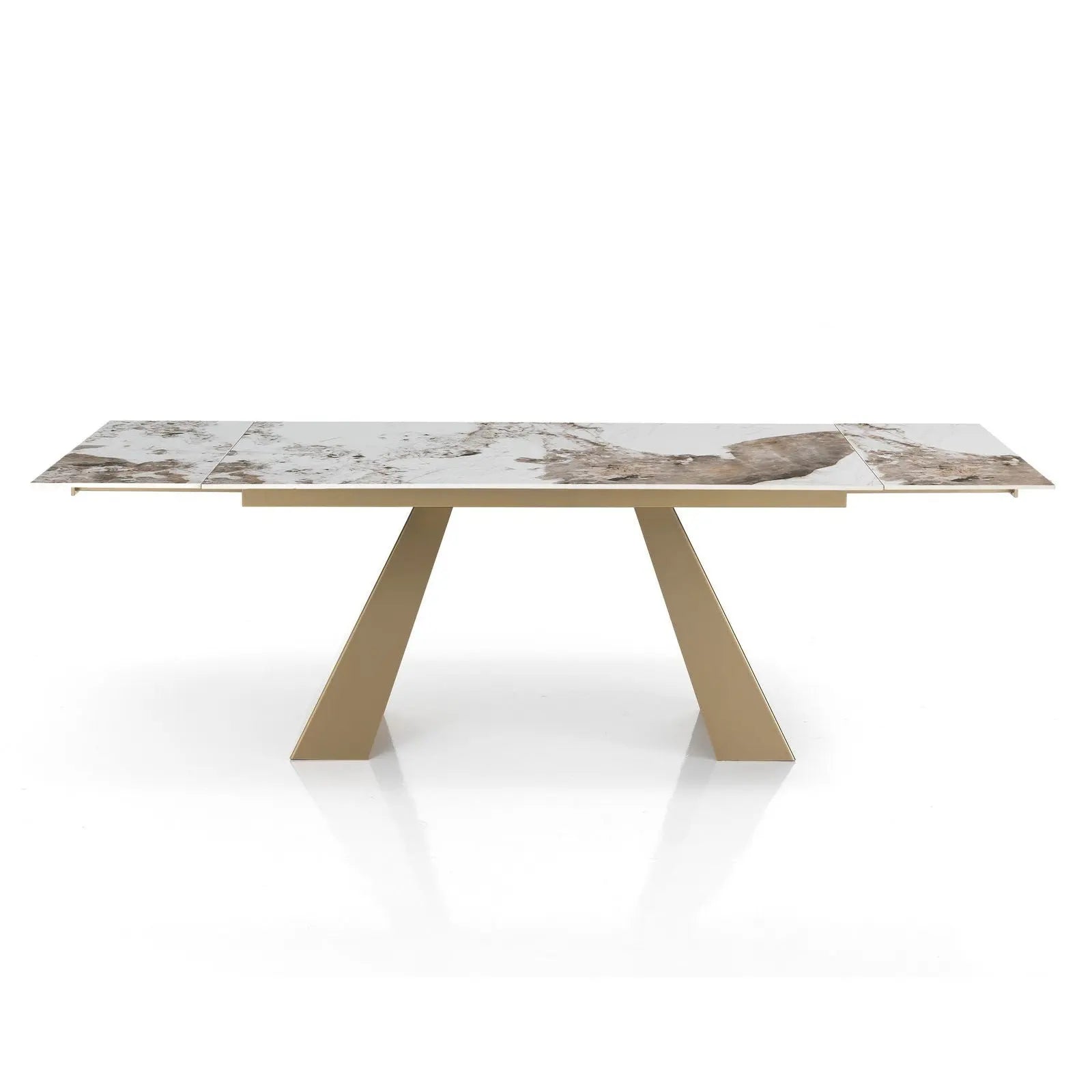 WŁOSKI NOWOCZESNY STÓŁ ROZKŁADANY Z CERAMICZNYM BLATEM ZŁOTA PODSTAWA 160 (200-240)/ 5805 / TM