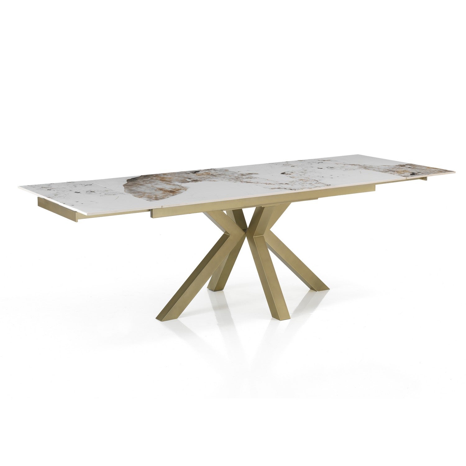 WŁOSKI NOWOCZESNY STÓŁ ROZKŁADANY Z CERAMICZNYM BLATEM ZŁOTA PODSTAWA 160 (200-240)/ 5807 / TM