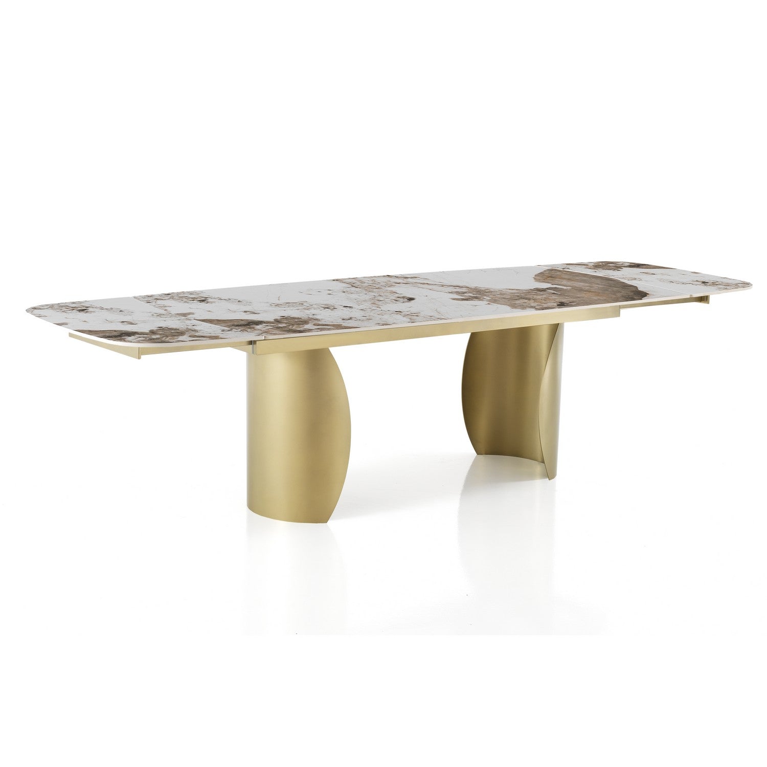 WŁOSKI NOWOCZESNY STÓŁ ROZKŁADANY Z CERAMICZNYM BLATEM ZŁOTA PODSTAWA 180 (220-260)/ 5795 / TM