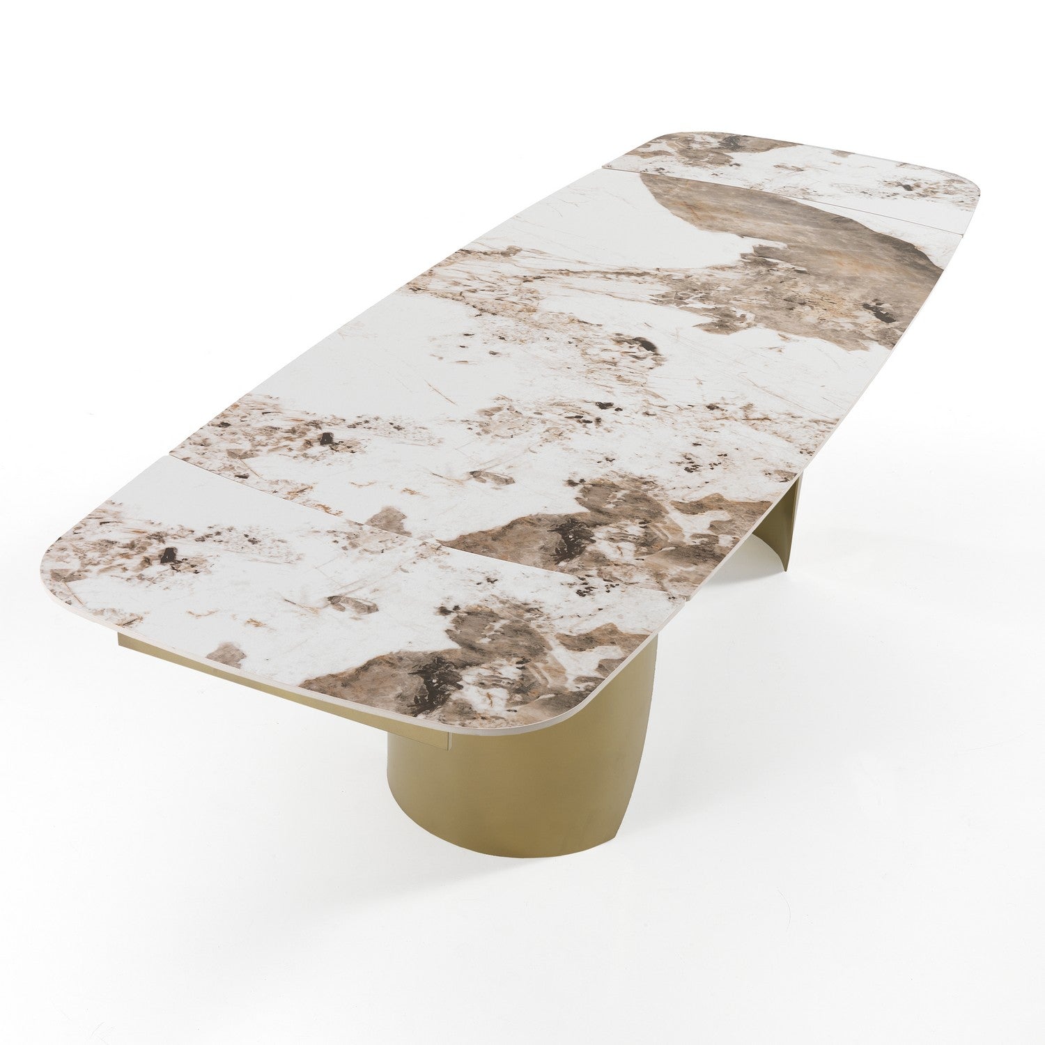 WŁOSKI NOWOCZESNY STÓŁ ROZKŁADANY Z CERAMICZNYM BLATEM ZŁOTA PODSTAWA 180 (220-260)/ 5795 / TM