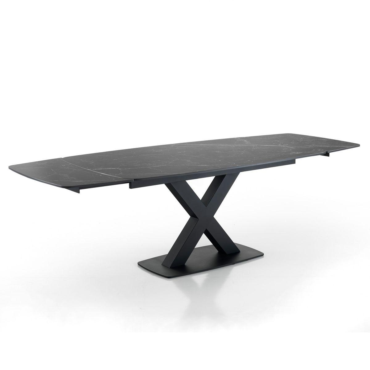 WŁOSKI STÓŁ ROZKŁADANY ALEXA CERAMICZNY BLAT OPTYKA CZARNY MARMUR  160(195-230) CM/ 5085 TM