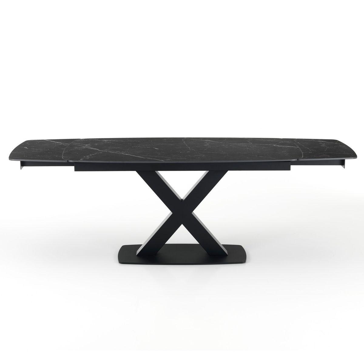 WŁOSKI STÓŁ ROZKŁADANY ALEXA CERAMICZNY BLAT OPTYKA CZARNY MARMUR  160(195-230) CM/ 5085 TM