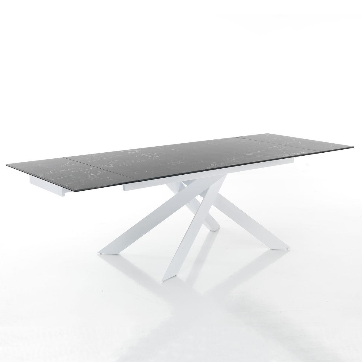 WŁOSKI STÓŁ ROZKŁADANY OPTYKA MARMUR CZARNY 160 (200-240) CM/ 3872 / TM