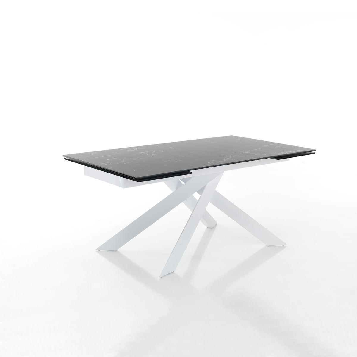 WŁOSKI STÓŁ ROZKŁADANY OPTYKA MARMUR CZARNY 160 (200-240) CM/ 3872 / TM