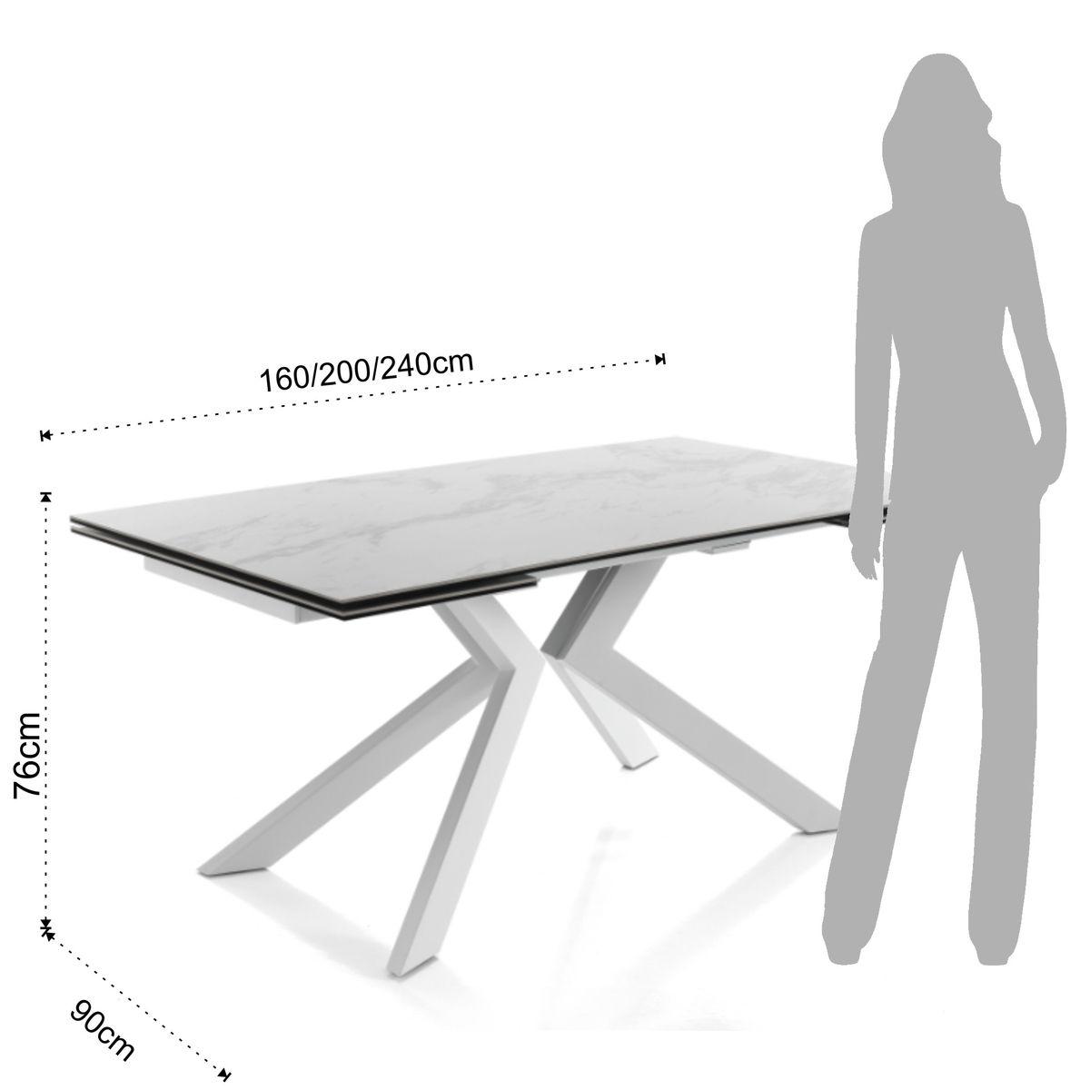 WŁOSKI STÓŁ ROZKŁADANY TIPS 2 biały 160 (200-240) CM / 3292 / TM