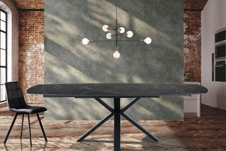 WŁOSKI STÓŁ ROZKŁADANY Z0E 2 CERAMICZNY BLAT OPTYKA CZARNY MARMUR  140 (210) CM / 5087 TM