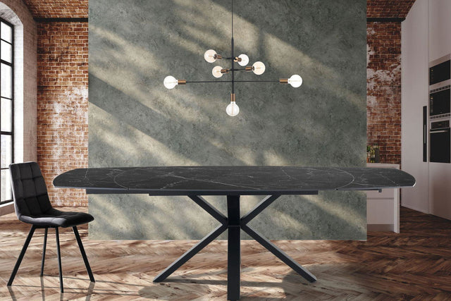 WŁOSKI STÓŁ ROZKŁADANY Z0E 2 CERAMICZNY BLAT OPTYKA CZARNY MARMUR  140 (210) CM / 5087 TM