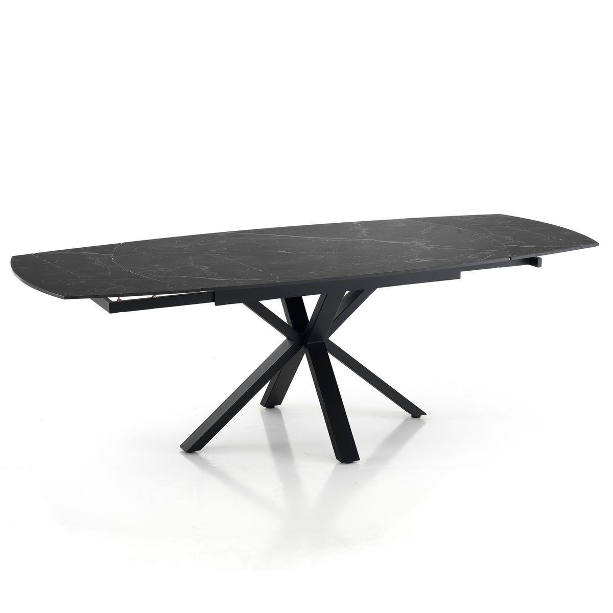 WŁOSKI STÓŁ ROZKŁADANY Z0E 2 CERAMICZNY BLAT OPTYKA CZARNY MARMUR  140 (210) CM / 5087 TM