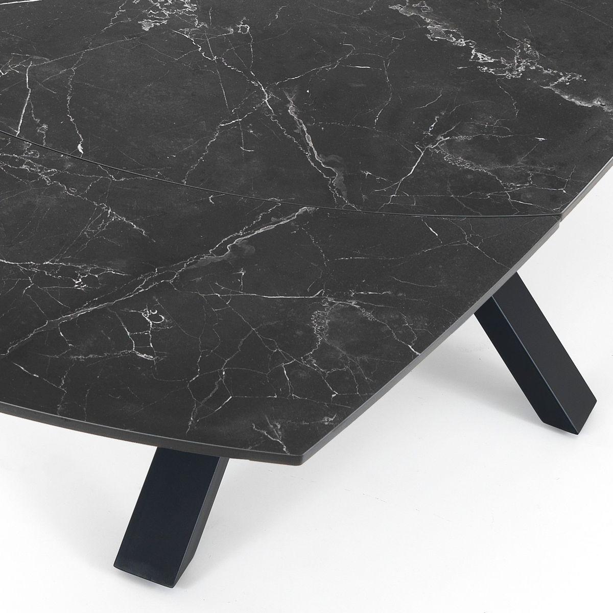 WŁOSKI STÓŁ ROZKŁADANY Z0E 2 CERAMICZNY BLAT OPTYKA CZARNY MARMUR  140 (210) CM / 5087 TM