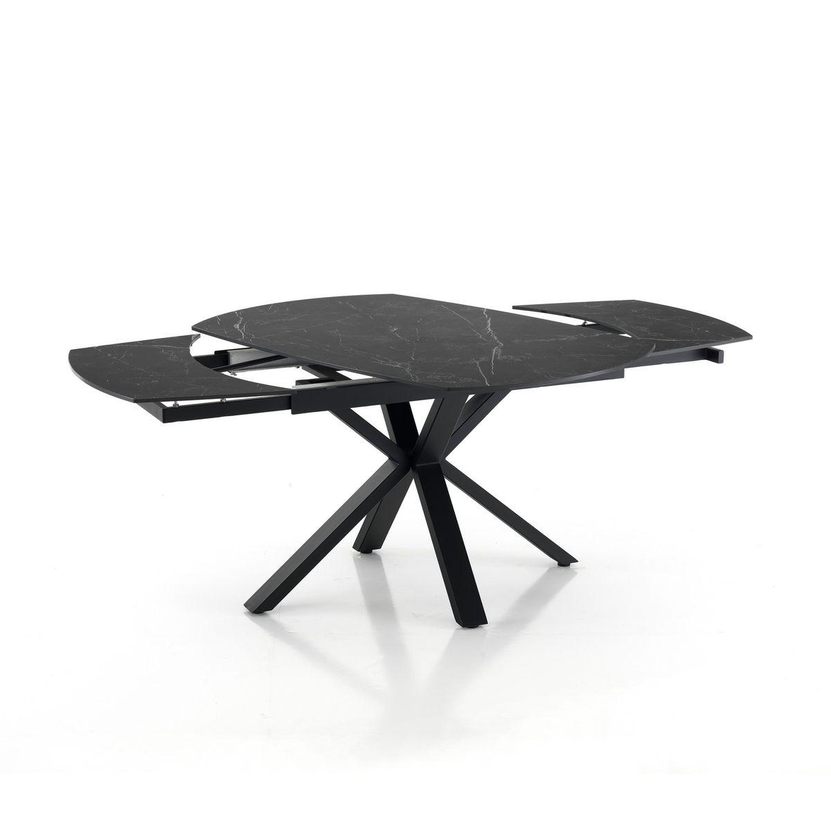 WŁOSKI STÓŁ ROZKŁADANY Z0E 2 CERAMICZNY BLAT OPTYKA CZARNY MARMUR  140 (210) CM / 5087 TM