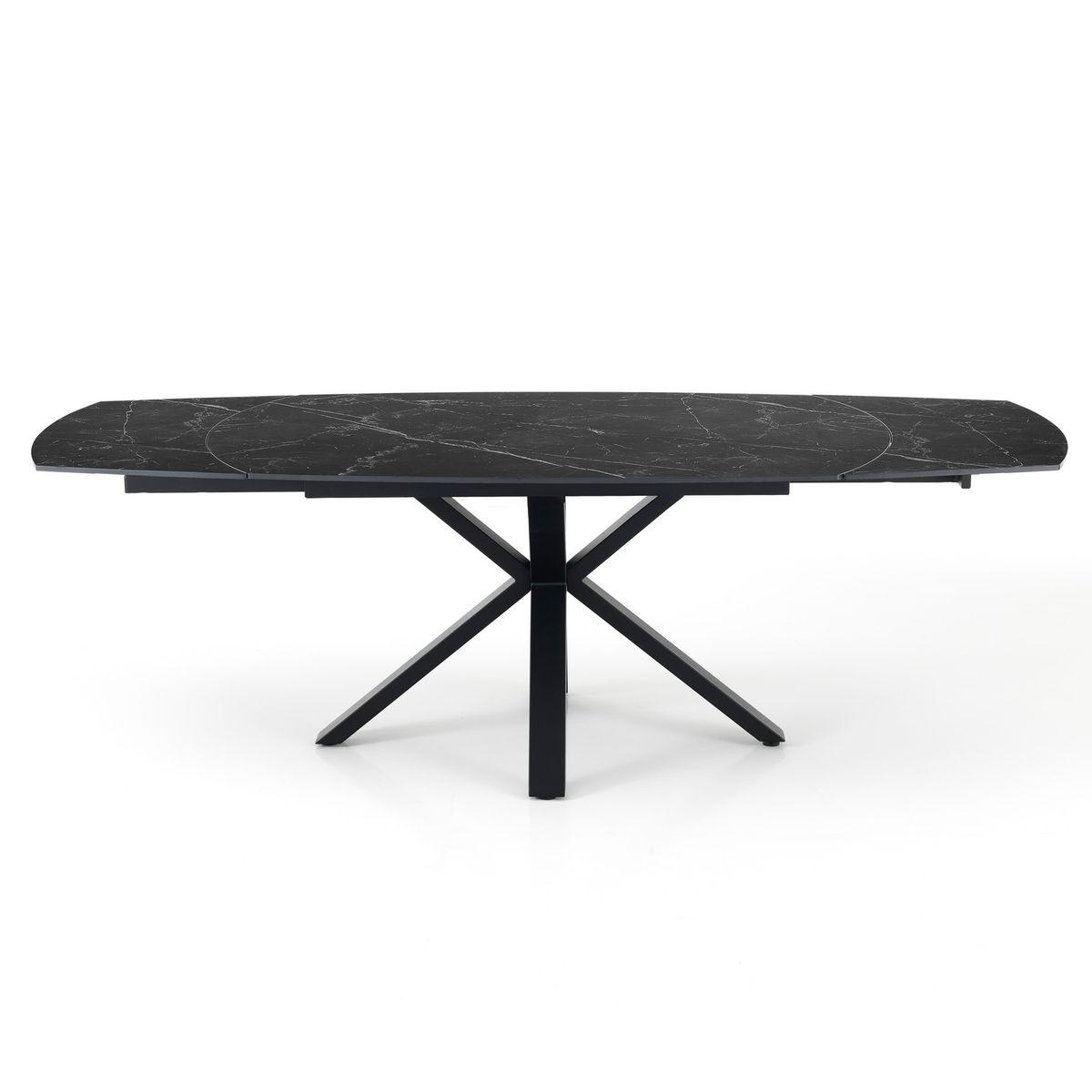 WŁOSKI STÓŁ ROZKŁADANY Z0E 2 CERAMICZNY BLAT OPTYKA CZARNY MARMUR  140 (210) CM / 5087 TM