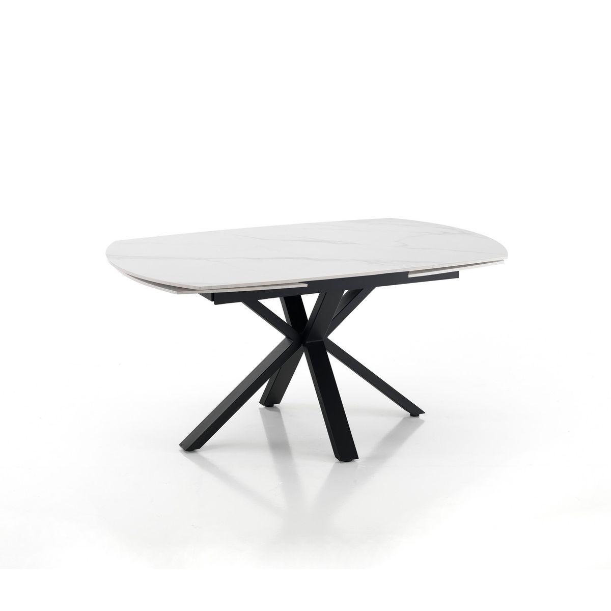 WŁOSKI STÓŁ ROZKŁADANY  ZOE 1 CERAMICZNY BLAT OPTYKA BIAŁY MARMUR  140 (210) CM/ 5086 / TM